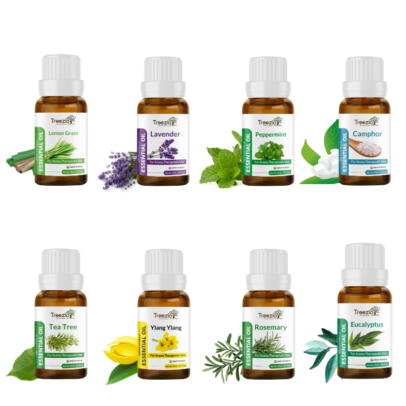 Lemongrass , Lavender, Peppermint, Camphor, Tea Tree, Ylang Ylang, Rosemary & Eucalyptus Essential Oils (Pack of 8)